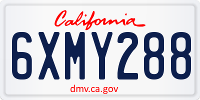 CA license plate 6XMY288