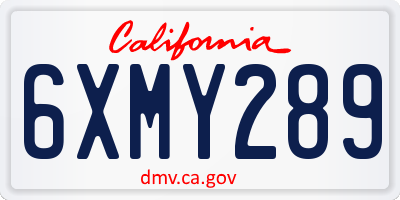 CA license plate 6XMY289