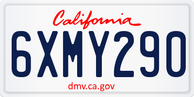 CA license plate 6XMY290