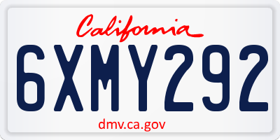 CA license plate 6XMY292