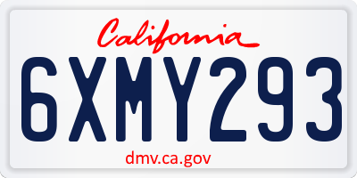 CA license plate 6XMY293