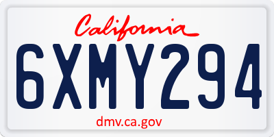 CA license plate 6XMY294