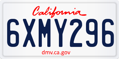 CA license plate 6XMY296