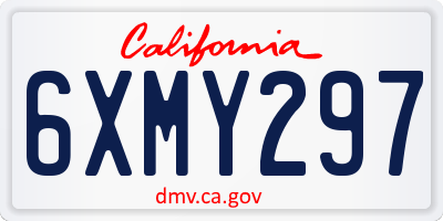 CA license plate 6XMY297