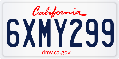 CA license plate 6XMY299