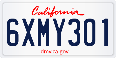 CA license plate 6XMY301