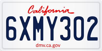 CA license plate 6XMY302