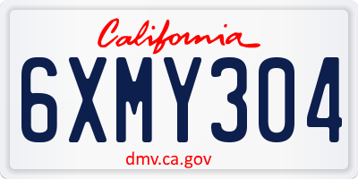 CA license plate 6XMY304