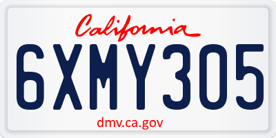 CA license plate 6XMY305