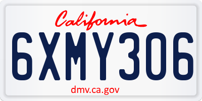 CA license plate 6XMY306
