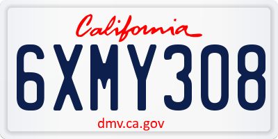 CA license plate 6XMY308