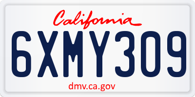 CA license plate 6XMY309