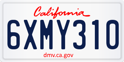 CA license plate 6XMY310