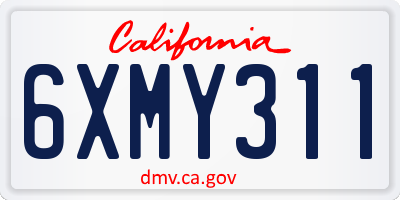 CA license plate 6XMY311