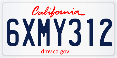 CA license plate 6XMY312