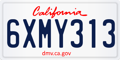 CA license plate 6XMY313