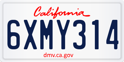 CA license plate 6XMY314