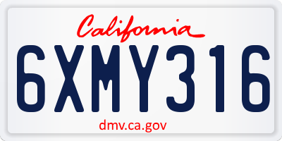 CA license plate 6XMY316