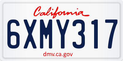 CA license plate 6XMY317