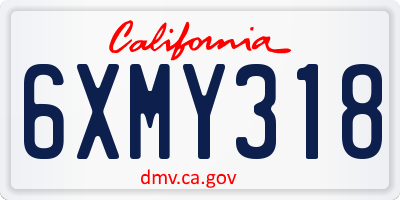 CA license plate 6XMY318