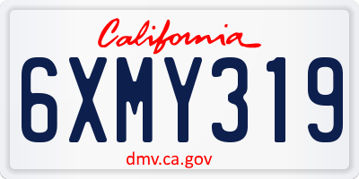 CA license plate 6XMY319