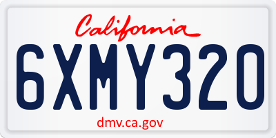 CA license plate 6XMY320