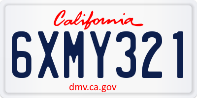CA license plate 6XMY321