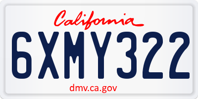 CA license plate 6XMY322