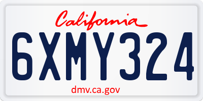 CA license plate 6XMY324