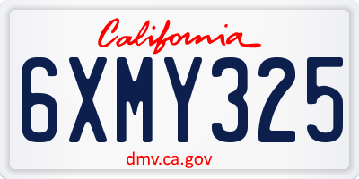 CA license plate 6XMY325