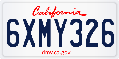 CA license plate 6XMY326