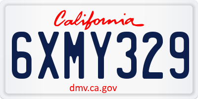 CA license plate 6XMY329