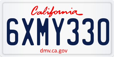CA license plate 6XMY330