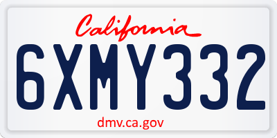 CA license plate 6XMY332