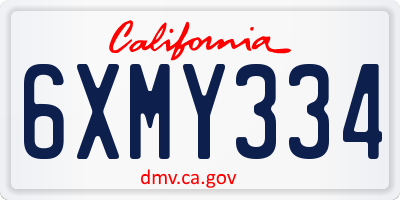 CA license plate 6XMY334