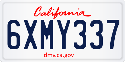 CA license plate 6XMY337