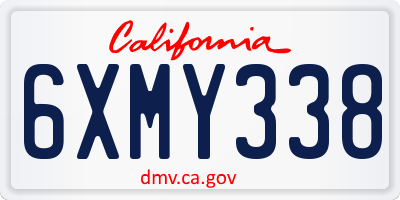 CA license plate 6XMY338