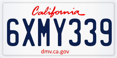 CA license plate 6XMY339