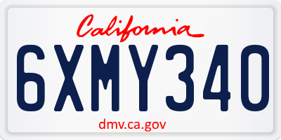 CA license plate 6XMY340