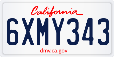 CA license plate 6XMY343
