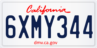 CA license plate 6XMY344