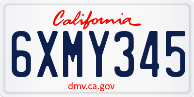 CA license plate 6XMY345
