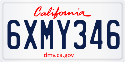 CA license plate 6XMY346