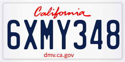 CA license plate 6XMY348