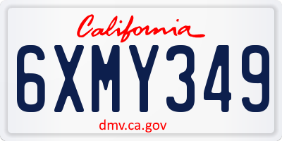 CA license plate 6XMY349