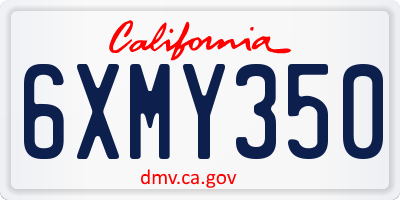 CA license plate 6XMY350