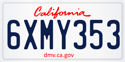 CA license plate 6XMY353