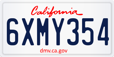CA license plate 6XMY354