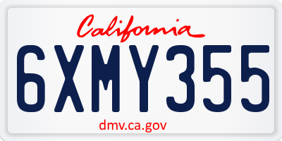CA license plate 6XMY355