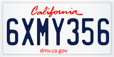 CA license plate 6XMY356
